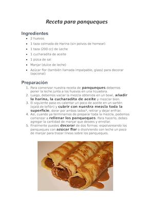 Receta Para Panqueques