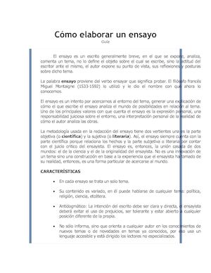 Cómo Elaborar Un Ensayo