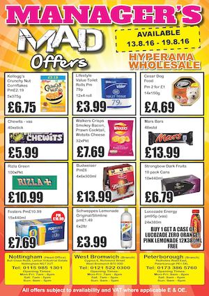 Managers Special 13th August 19th August