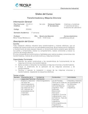 Silabo Transformadores Y Mã¡quina Sincronaaaaaaaa