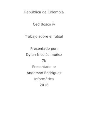 Trabajo Sobre El Futbol De Salón