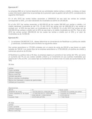 Ejercicios De Cuentas Por Cobrar Marketing Para Resolver