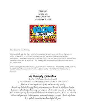 Welcome Back Grade Six!