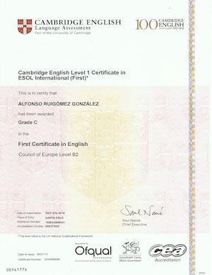 Certificado First Alfonso