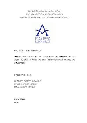 PROYECTO DE INVESTIGACIÓN IMPORTACIÓN Y VENTA DE PRODUCTOS DE MAQUILLAJE