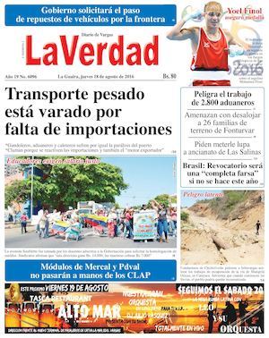 La Guaira, jueves 18 de agosto de 2016 Año 19 Nº 6096