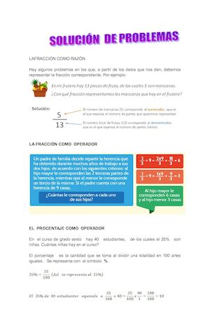 SOLUCIÓN DE PROBLEMAS CON FRACCIONES