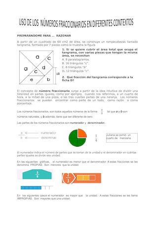 GENERALIDADES DE LOS NÚMEROS FRACCIONARIOS