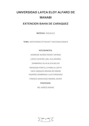 IDENTIDADES ÉTNICAS Y NACIONALIDADES