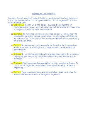 Los Biomas De Las Americas