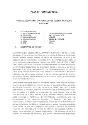 Plan De Contingencia Inundaciones