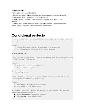 Grado Decimo Condicional Perfecto