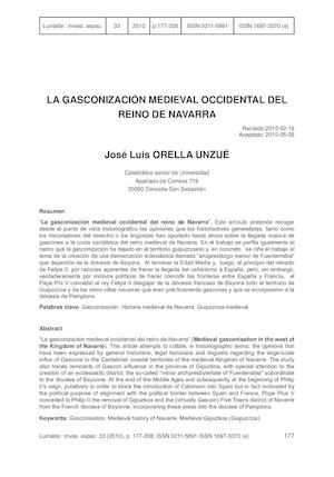 LA GASCONIZACIÓN MEDIEVAL OCCIDENTAL DEL REINO DE NAVARRA