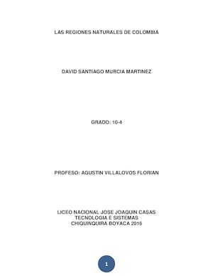 Las Regiones Naturales De Colombia