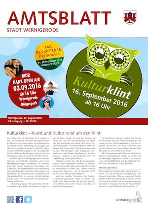 Amtsblatt der Stadt Wernigerode - 09/2016