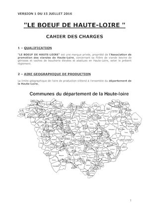 Cahier des Charges Boeuf de Haute-Loire