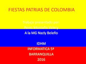 Fiestas Patrias De Colombia Valery Perez Montaño 5a