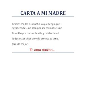 Carta A Mi Madre