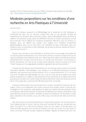 Jean LANCRI, Modestes Propositions ...