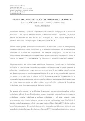 Reseña Modelos Pedagogicos
