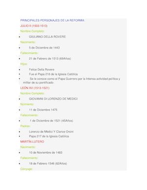 Principales Personajes De La Reforma