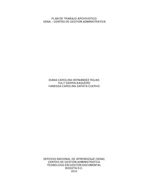 Plan Archivístico De Trabajo Fondo Acumulado Cga