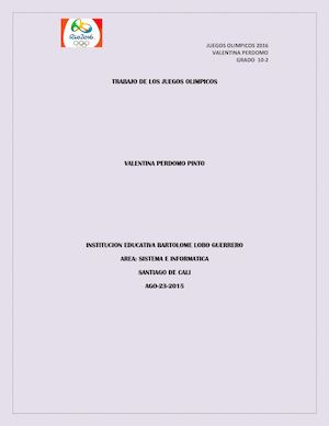 Trabajo De Los Juegos Olimpicos