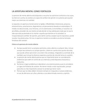 La Apertura Mental Como Fortaleza 1