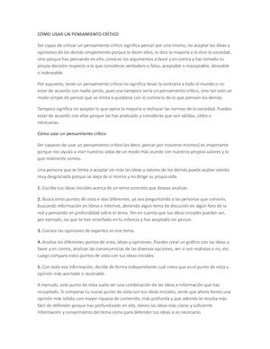 Cómo Usar Un Pensamiento Crítico 2