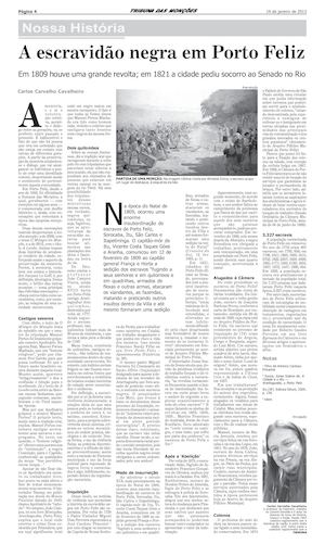 Porto Feliz=Coluna De Carlos Carvalho Cavalheiro Para Tribuna Sobre Negros