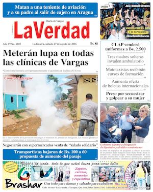 La Guaira, sabado 27 de agosto de 2016 Año 19 Nº 6105