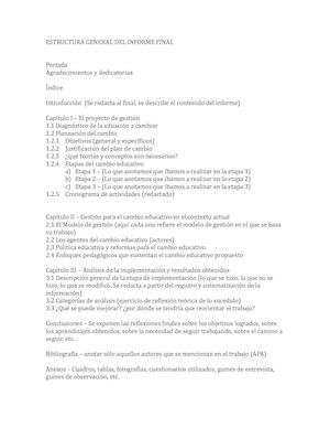 ESTRUCTURA GENERAL DEL INFORME FINAL