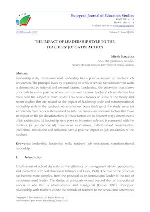 Calaméo - THE IMPACT OF LEADERSHIP STYLE TO THE TEACHERS’ JOB SATICFACTION