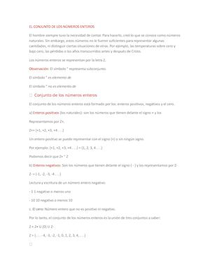 El Conjunto De Los Números Enteros