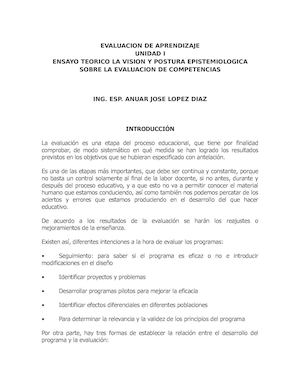 Ensayo Vision Y Postura Epistemiologica Frente A La Evaluacion Educativa