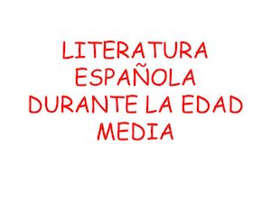 Literatura Española Durante La Edad Media