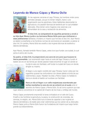 Leyenda De Manco Capac Y Mama Ocllo