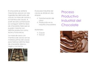 Proceso Productivo Industrial Del Chocolate