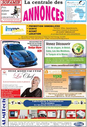 La Centrale des Annonces N° 1317 Semaine du 28 Août au 03 Septembre 2016