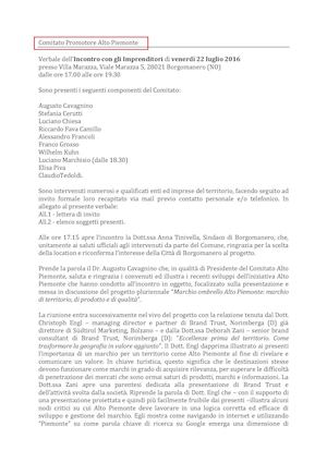 Verbale evento 22 luglio 2016