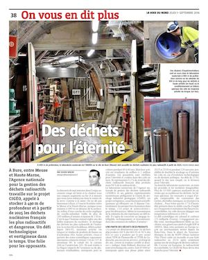 La Voix du Nord/ CIGÉO : des déchets nucléaires stockés sous terre pour l’éternité