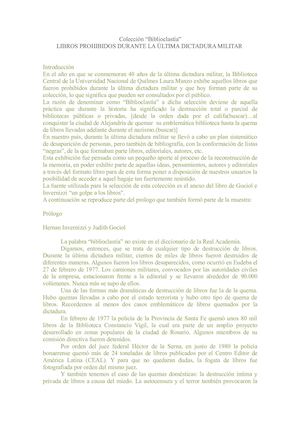 Listado De Libros Prohibidos Durante La ÚLtima Dictadura Militar Que Están En La Biblioteca