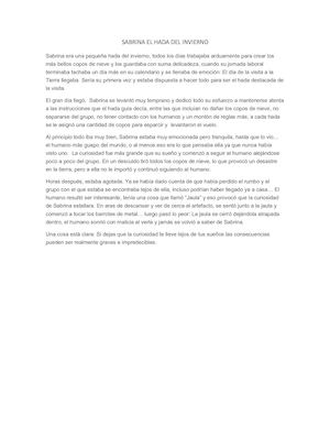 Sabrina El Hada Del Invierno Cuento