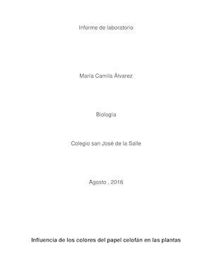 Informe De Laboratorio Sobre Plantas