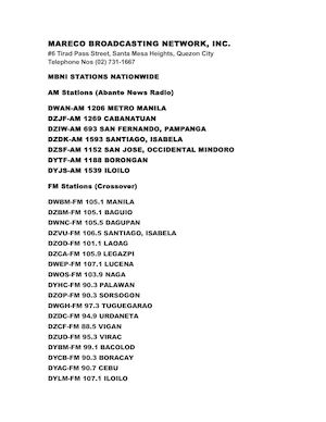 Mareco Broadcasting Network, Inc 2016