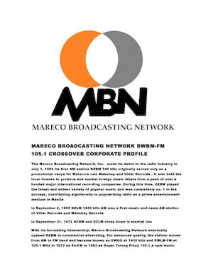 Mareco Broadcasting Network Dwbm Fm 105 1 Crossover Corporate Profile