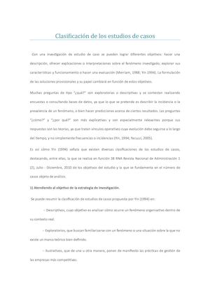 Clasificación De Los Estudios De Casos