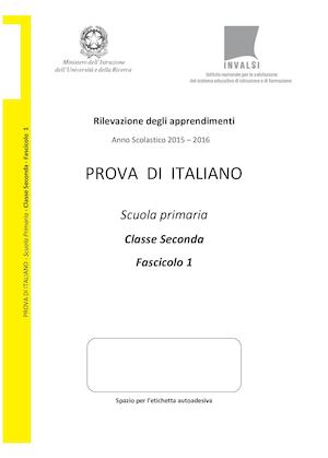 Invalsi Italiano 2015 2016 Primaria Seconda