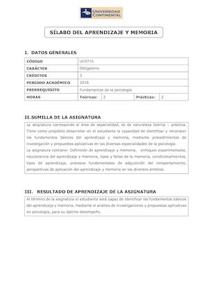 Psicología Del Aprendizaje Y Memoria