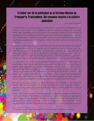 El deber ser de la publicidad en el sistema masivo transmilenio